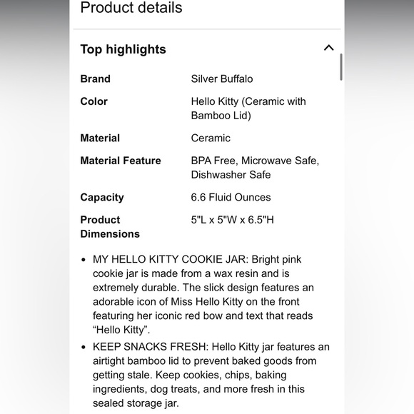 NIB Hello Kitty Pink Ceramic Jar - Picture 8 of 11